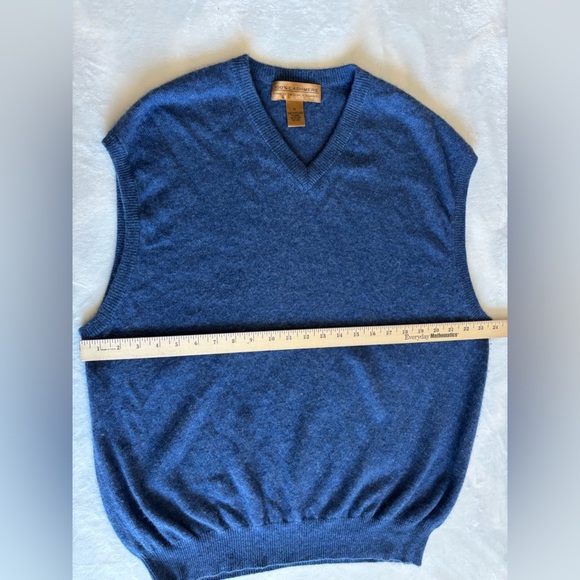 VTG Cashmere Vest Finest Two-Ply Yards Blue Sleeveless Sweater Size XL - Picture 4 of 5